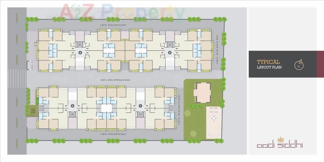 Layout of real estate project Aadi Siddhi Residency located at Bopal, Ahmedabad, Gujarat