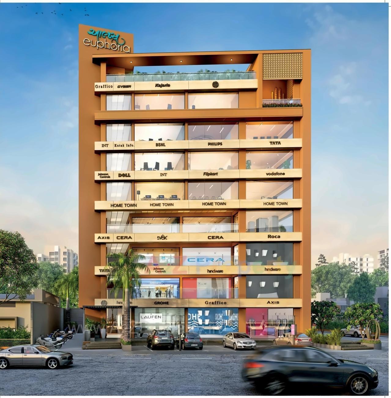 3D Elevation of real estate project Aalps Euphoria located at Gota, Ahmedabad, Gujarat