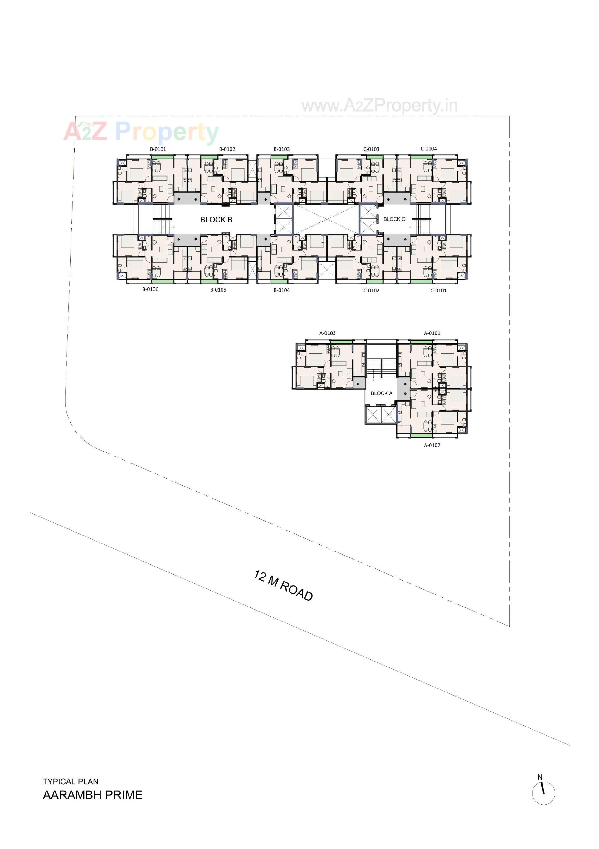Layout of real estate project Aarambh Prime located at Chandlodia, Ahmedabad, Gujarat