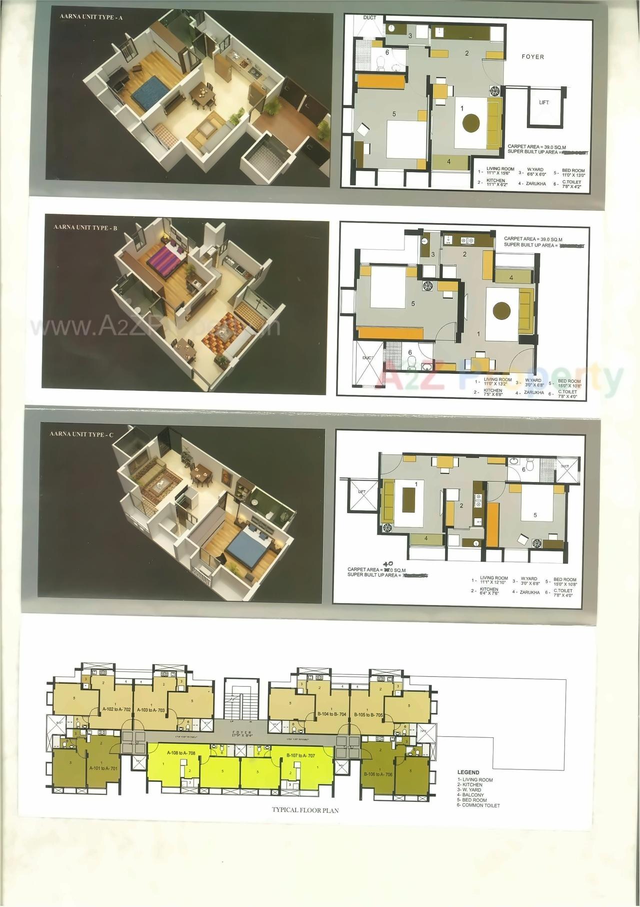 Layout of real estate project Aarna Fortune located at Bopal, Ahmedabad, Gujarat