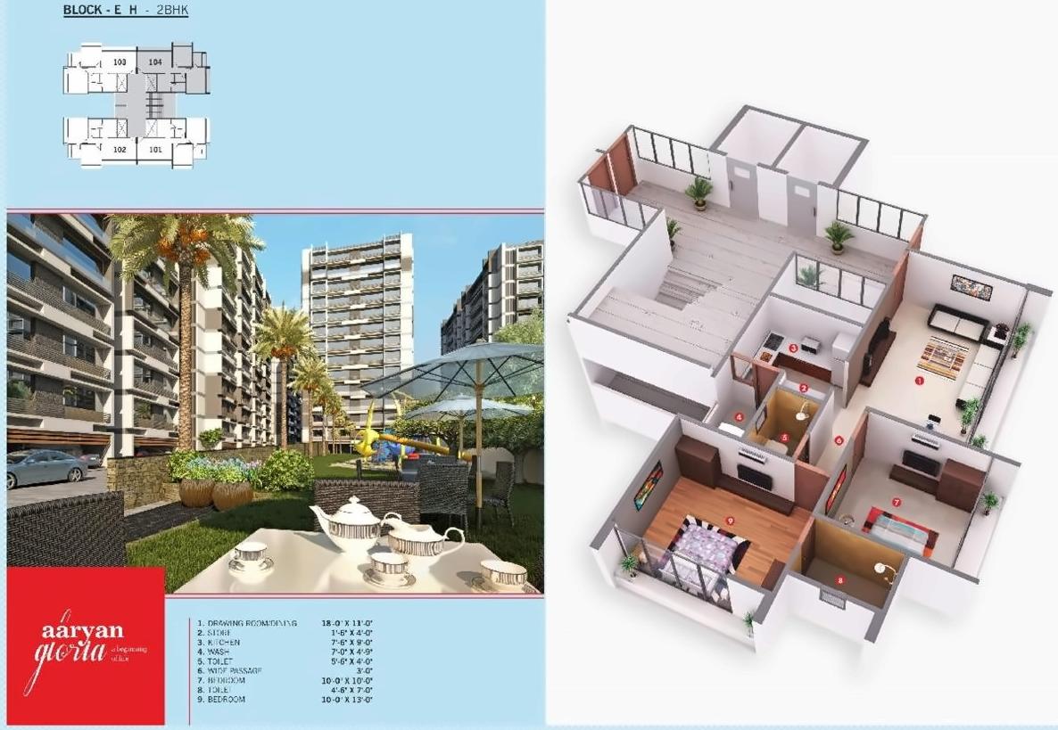 Layout of real estate project Aaryan Gloria located at Anjar, Ahmedabad, Gujarat