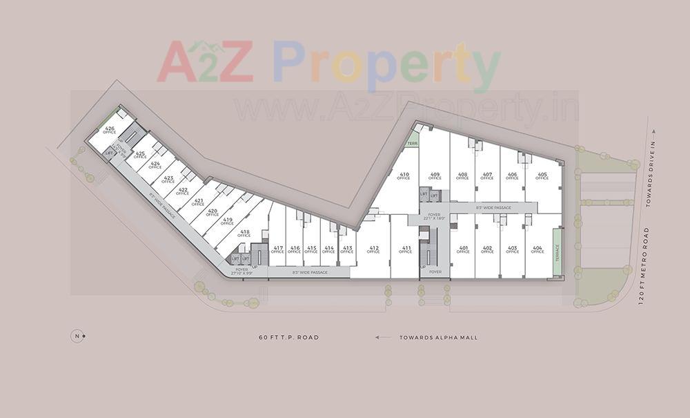 4to6_floor_plan of real estate project Aaryan Workspaces located at Vastrapur, Ahmedabad, Gujarat