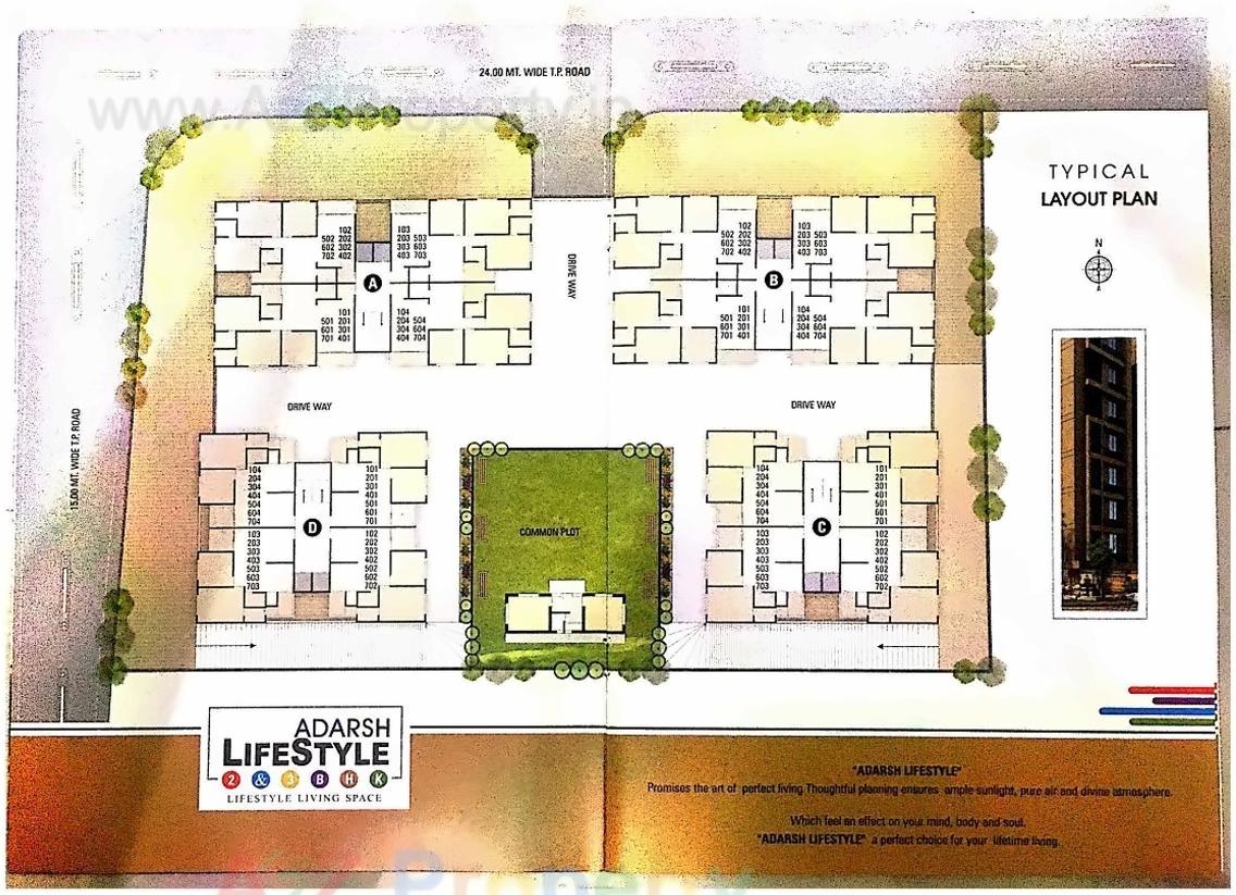 Layout of real estate project Adarsh Life Style located at Nikol, Ahmedabad, Gujarat