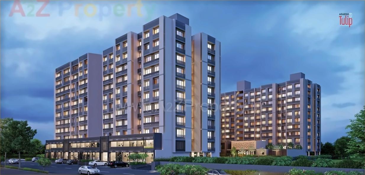 3D Elevation of real estate project Adarsh Tulip Skyview located at Vatva, Ahmedabad, Gujarat