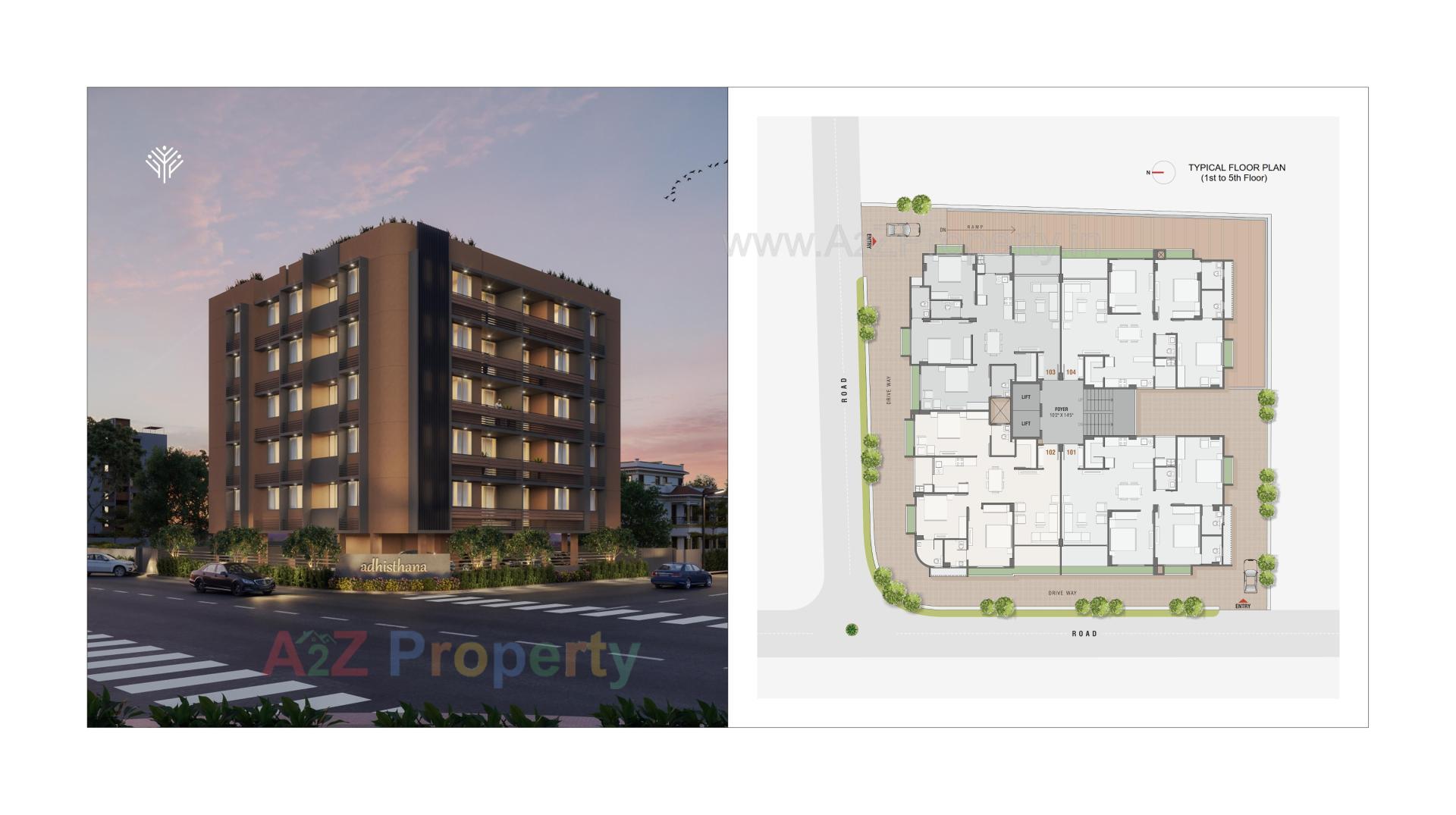 Layout of real estate project Adhisthana Luxuria located at Wadaj, Ahmedabad, Gujarat