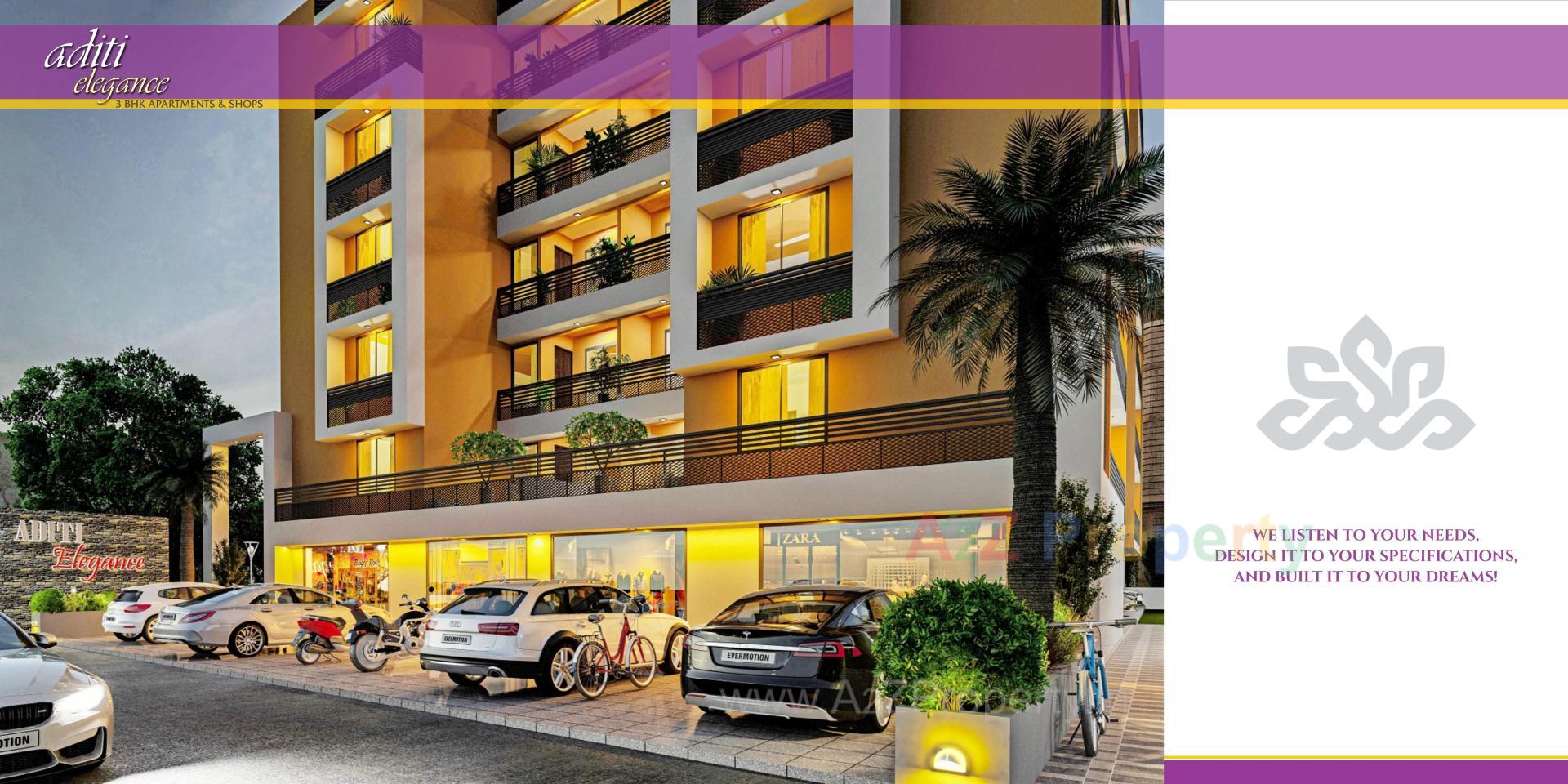 3D Elevation of real estate project Aditi Elegance located at Tragad, Ahmedabad, Gujarat