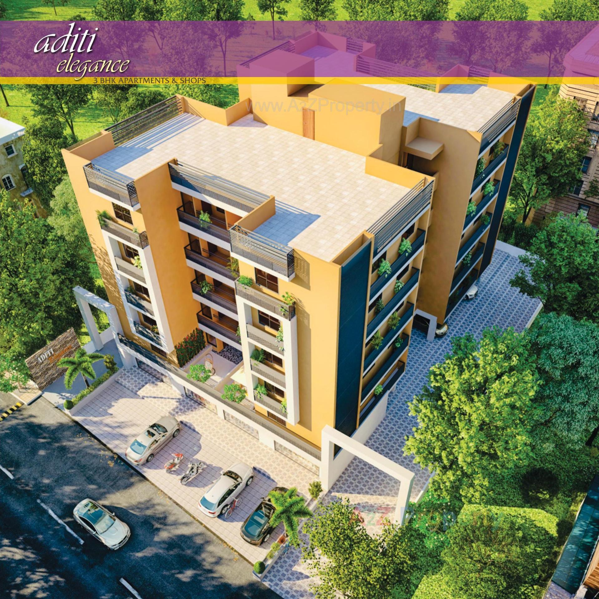 3D Elevation of real estate project Aditi Elegance located at Tragad, Ahmedabad, Gujarat