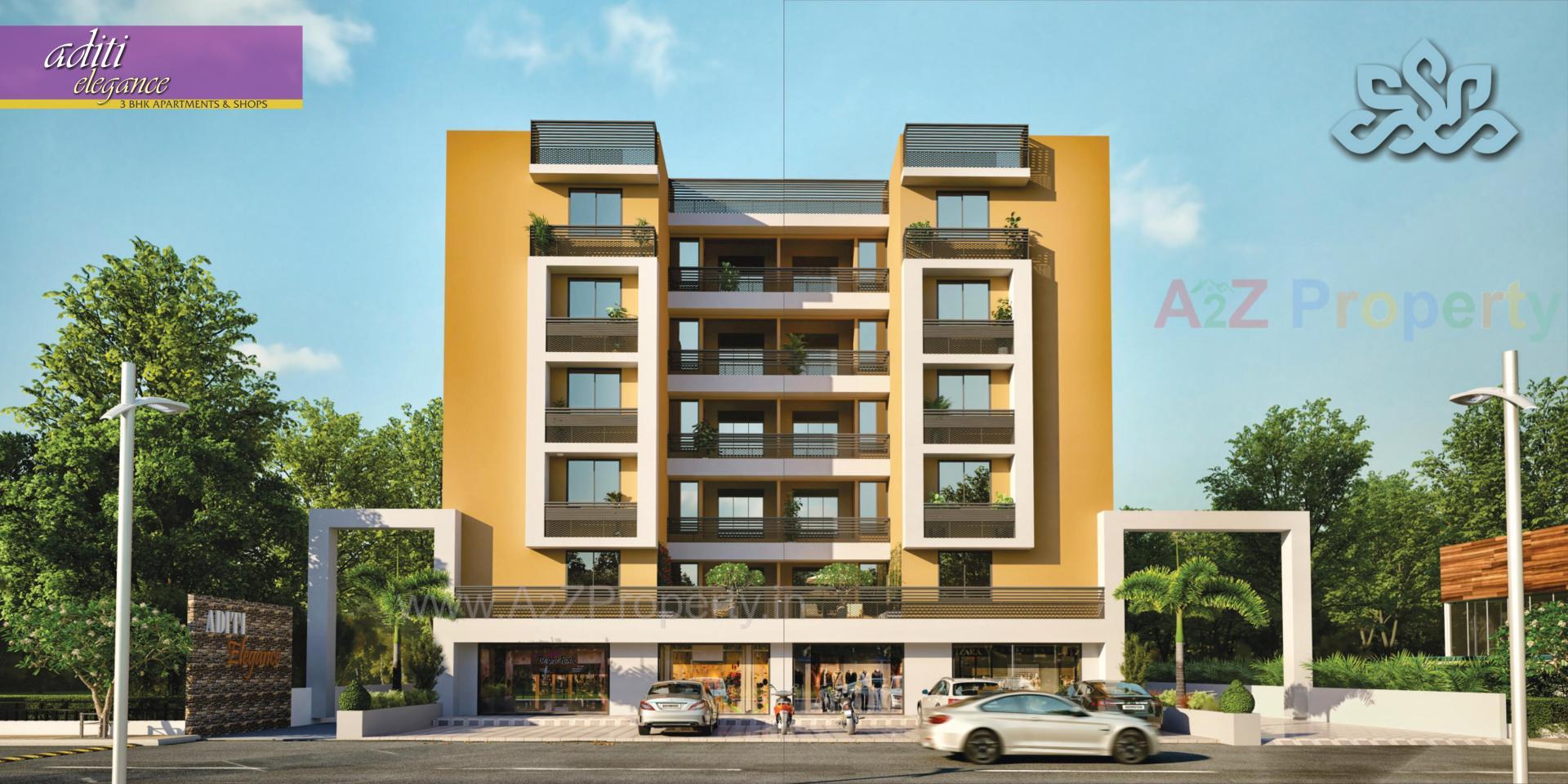 3D Elevation of real estate project Aditi Elegance located at Tragad, Ahmedabad, Gujarat