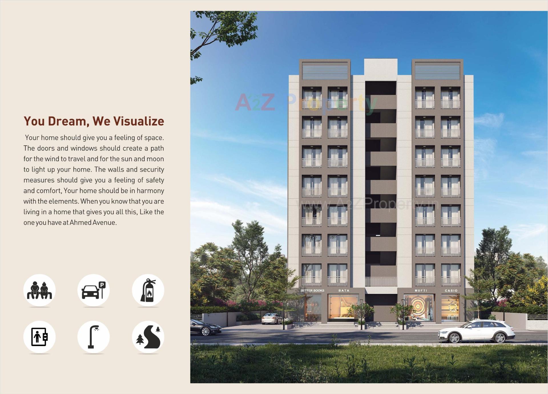 3D Elevation of real estate project Ahmed Avenue located at Sarkhej, Ahmedabad, Gujarat