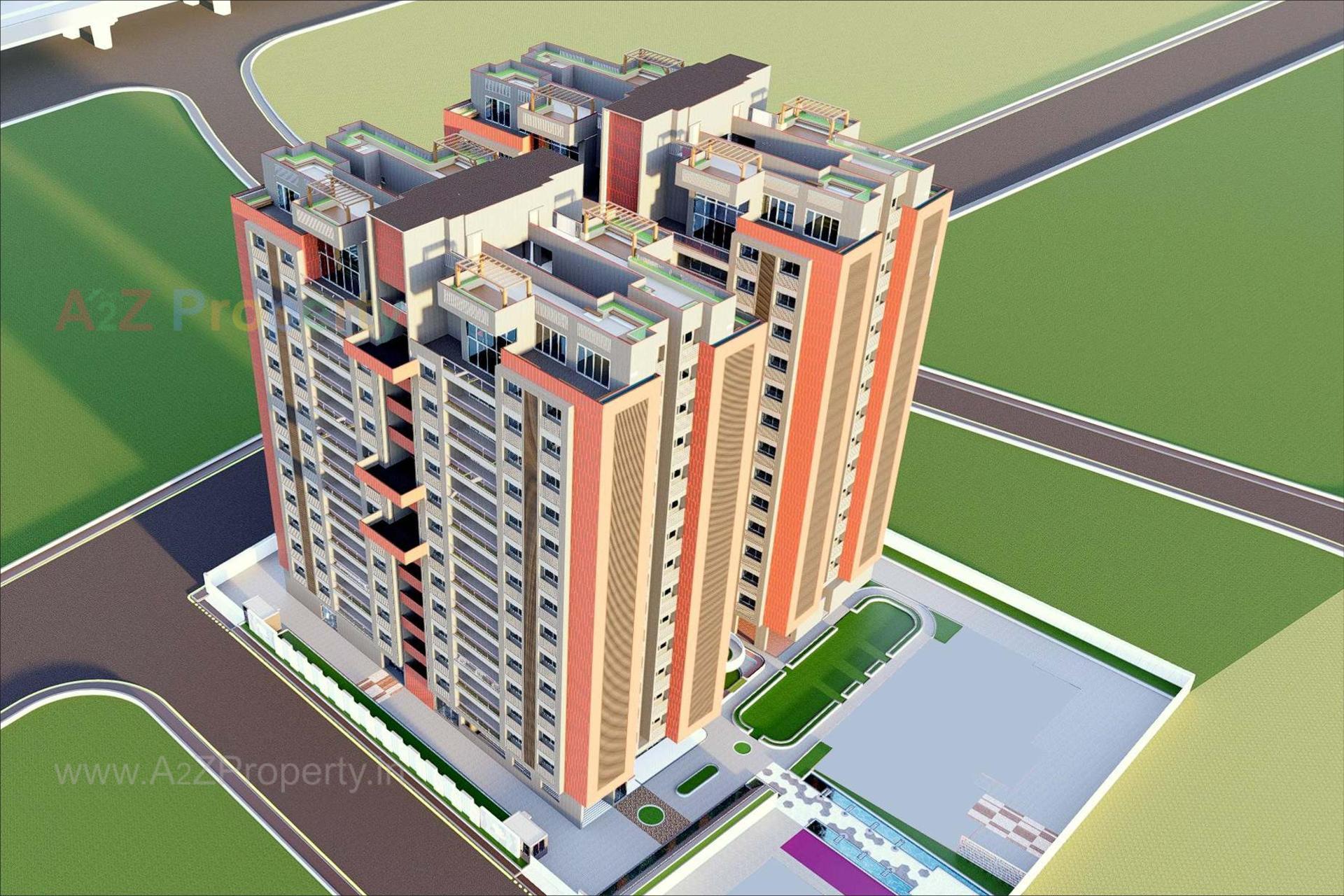3D Elevation of real estate project Akshar Ocean Pearl located at Ambali, Ahmedabad, Gujarat