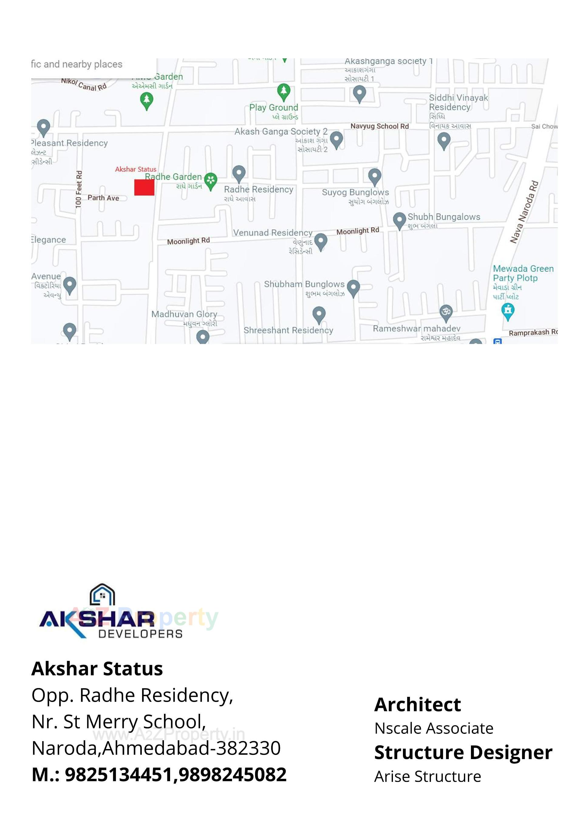 Layout of real estate project Akshar Status located at Naroda, Ahmedabad, Gujarat
