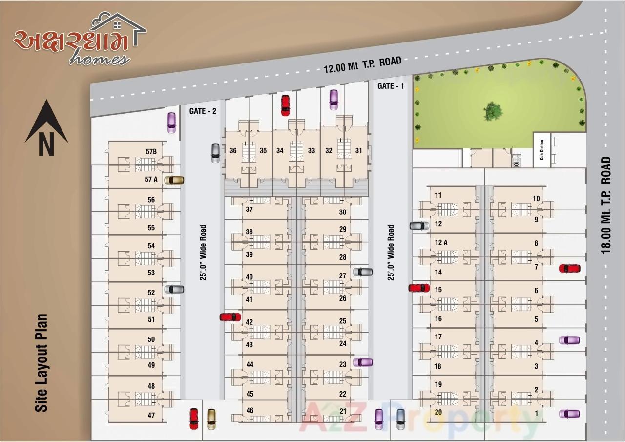Layout of real estate project Akshardham Homes located at Vastral, Ahmedabad, Gujarat