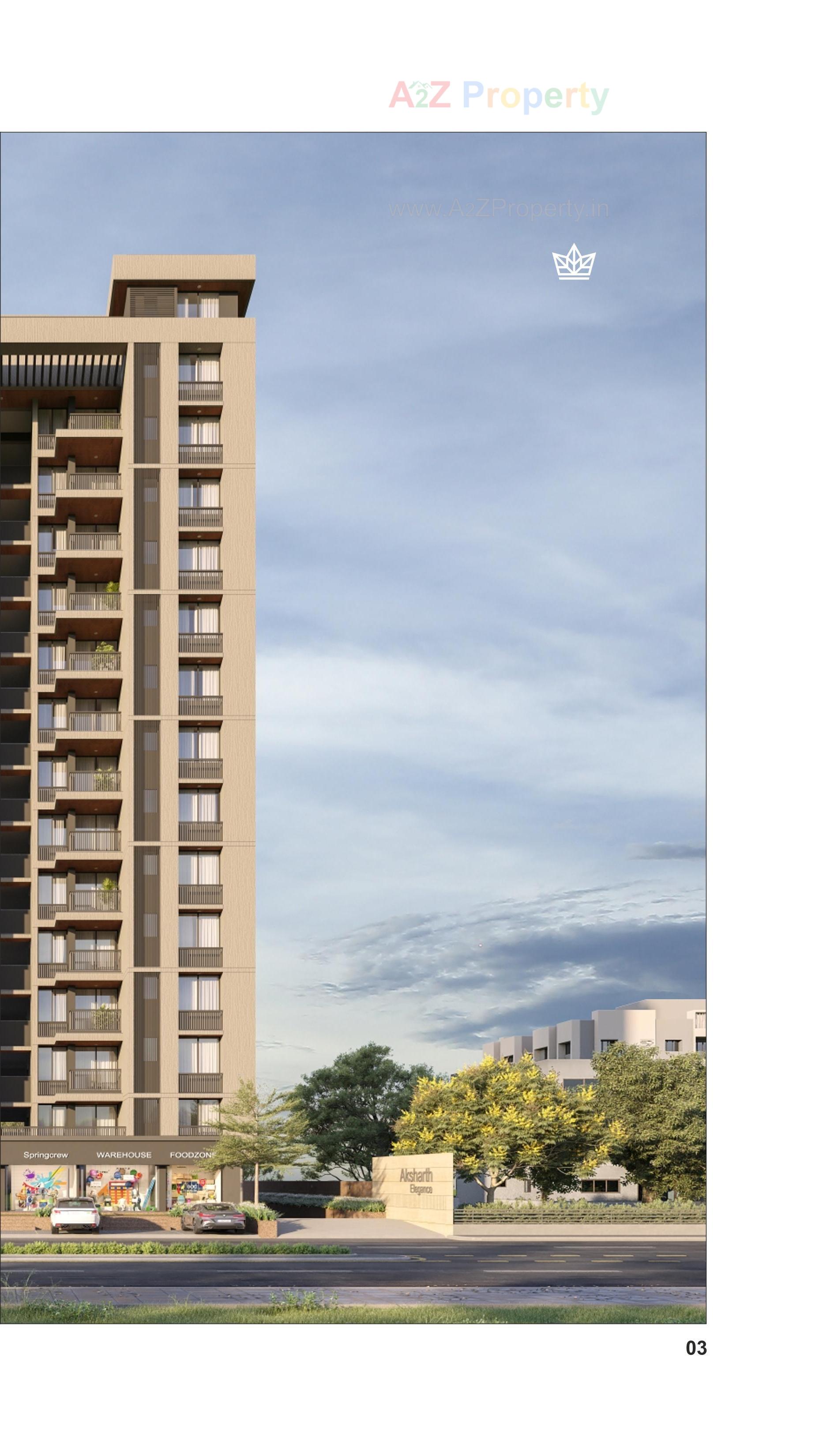3D Elevation of real estate project Aksharth Elegance located at Tragad, Ahmedabad, Gujarat