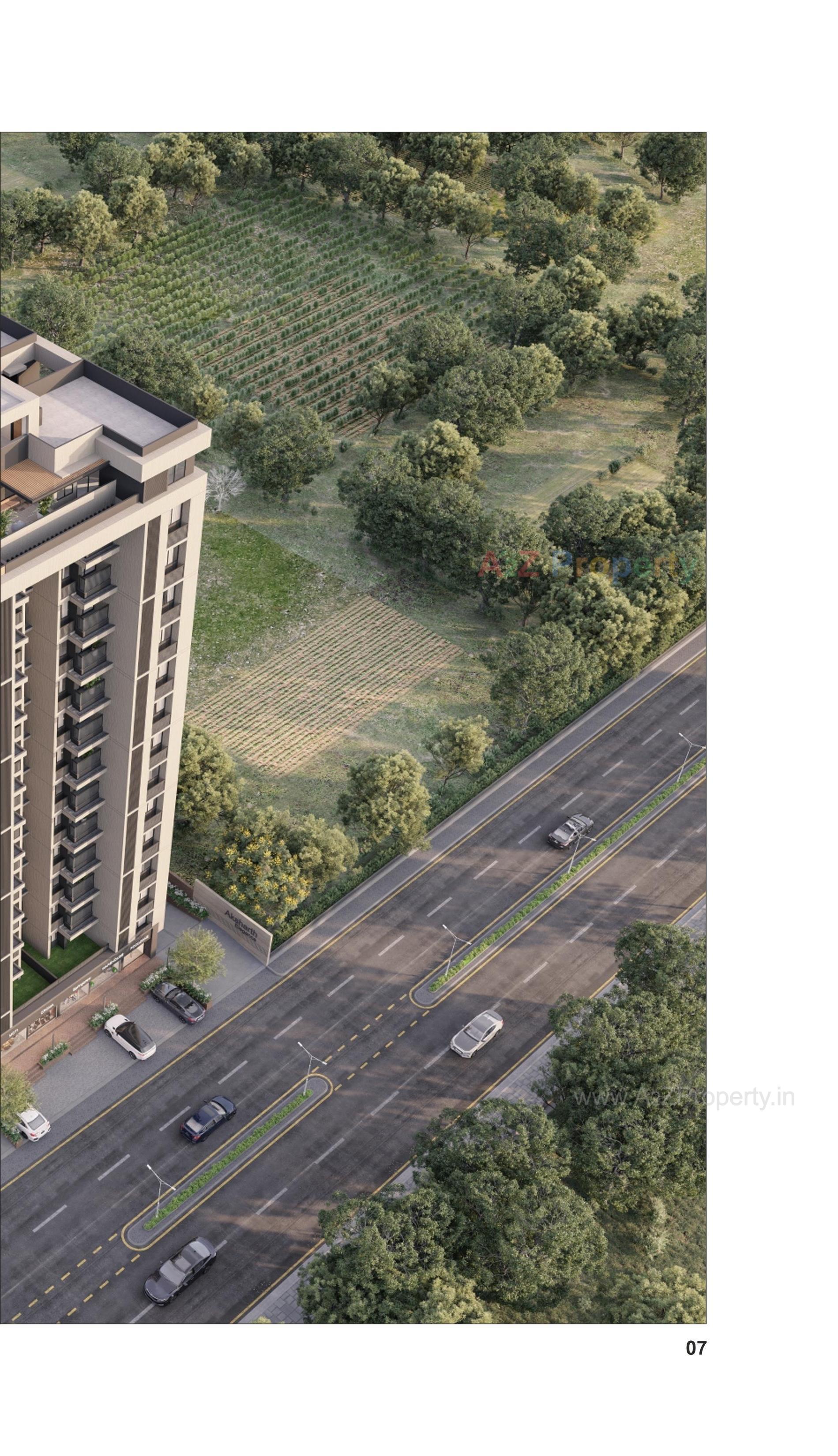 3D Elevation of real estate project Aksharth Elegance located at Tragad, Ahmedabad, Gujarat