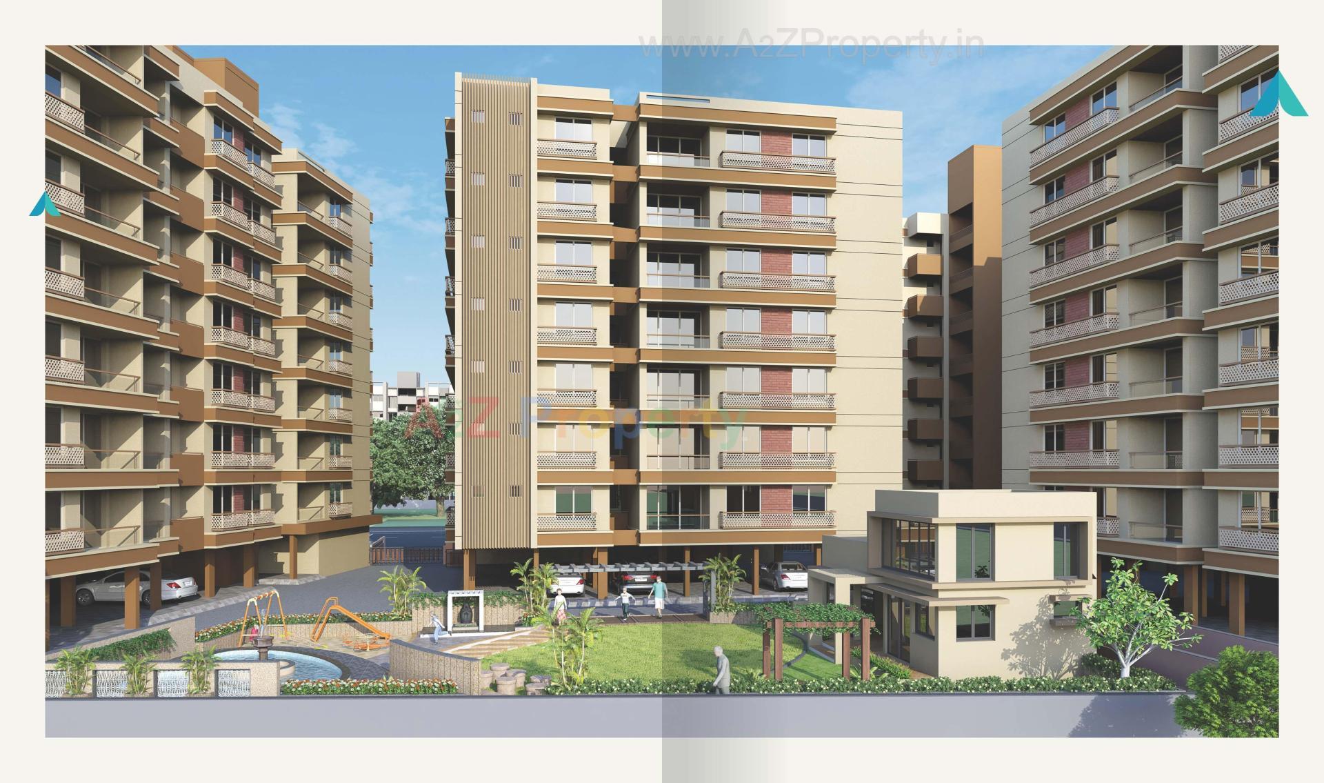 3D Elevation of real estate project Aman Heights located at Chiloda, Ahmedabad, Gujarat