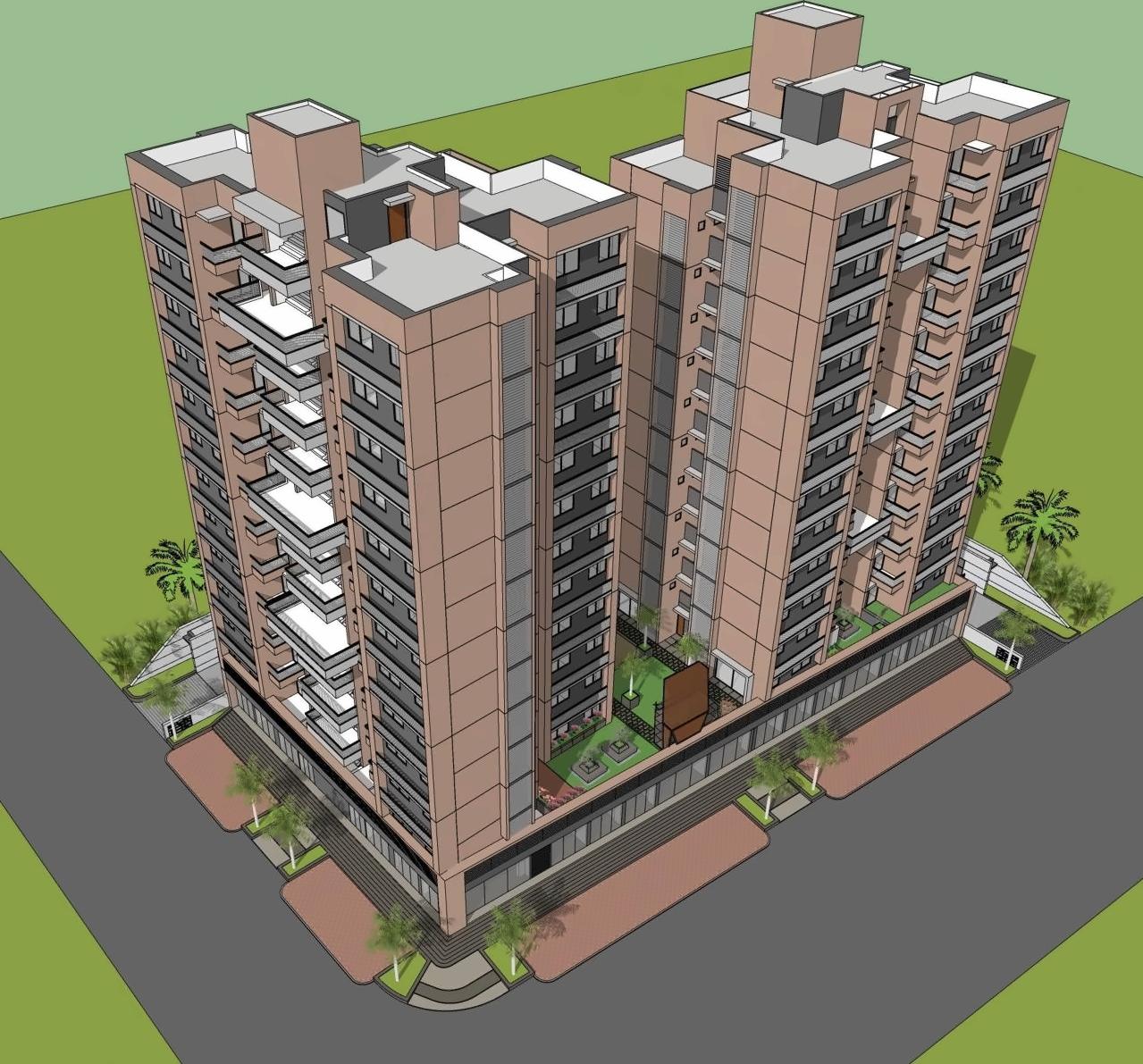3D Elevation of real estate project Anand Elegance located at Ghuma, Ahmedabad, Gujarat