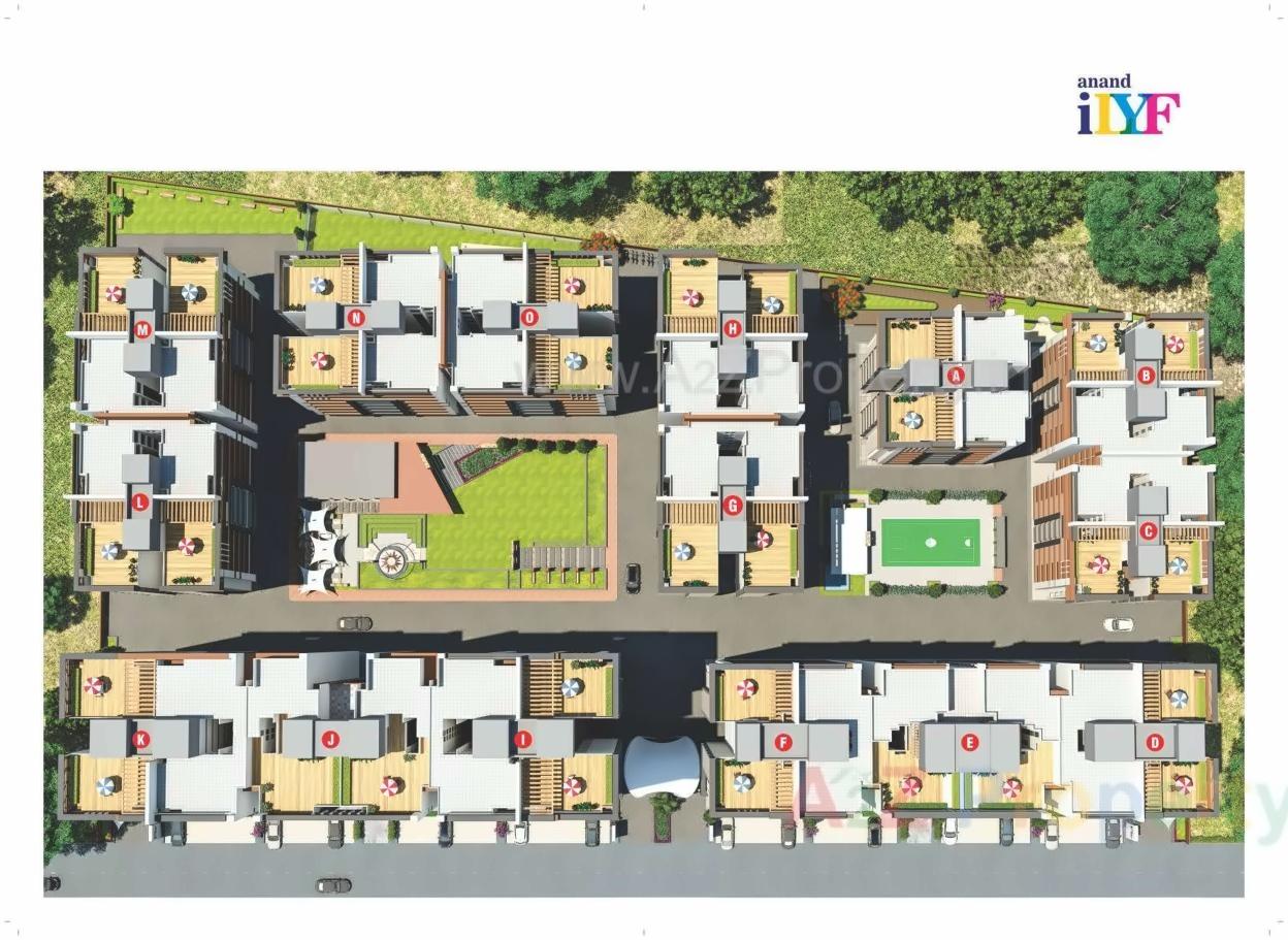 Layout of real estate project Anand Ilyf located at Tragad, Ahmedabad, Gujarat