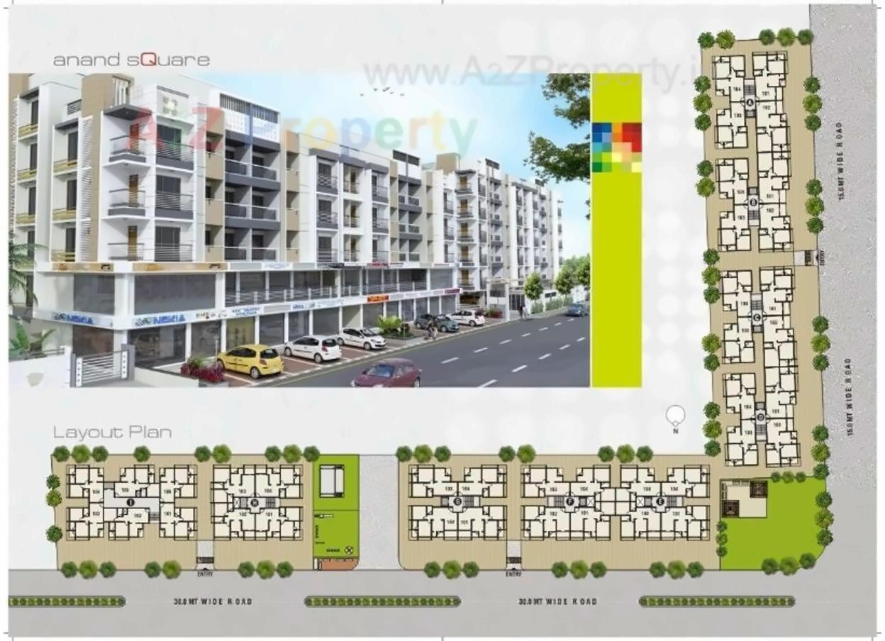Layout of real estate project Anand Square located at Tragad, Ahmedabad, Gujarat