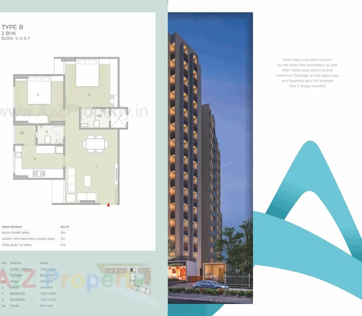 Layout of real estate project Anant Sky located at Ranip, Ahmedabad, Gujarat