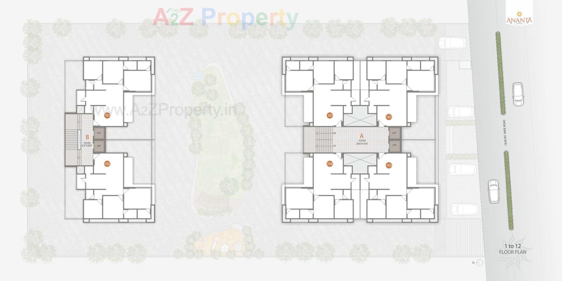 Layout of real estate project Ananta located at Ahmedabad, Ahmedabad, Gujarat