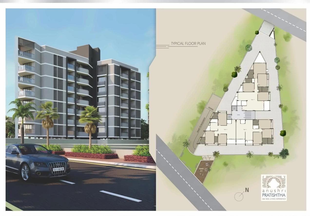 3D Elevation of real estate project Anushri Pratishtha located at Gulbai-tekra, Ahmedabad, Gujarat