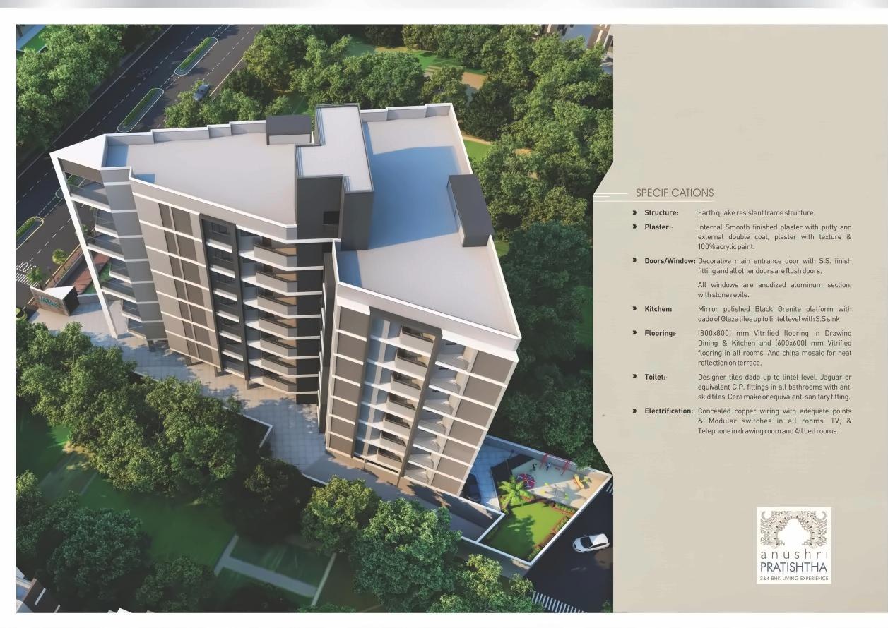 3D Elevation of real estate project Anushri Pratishtha located at Gulbai-tekra, Ahmedabad, Gujarat
