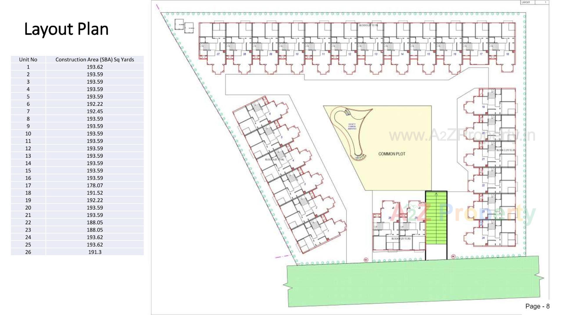 Layout of real estate project Apricity Bungalows located at Ognaj, Ahmedabad, Gujarat