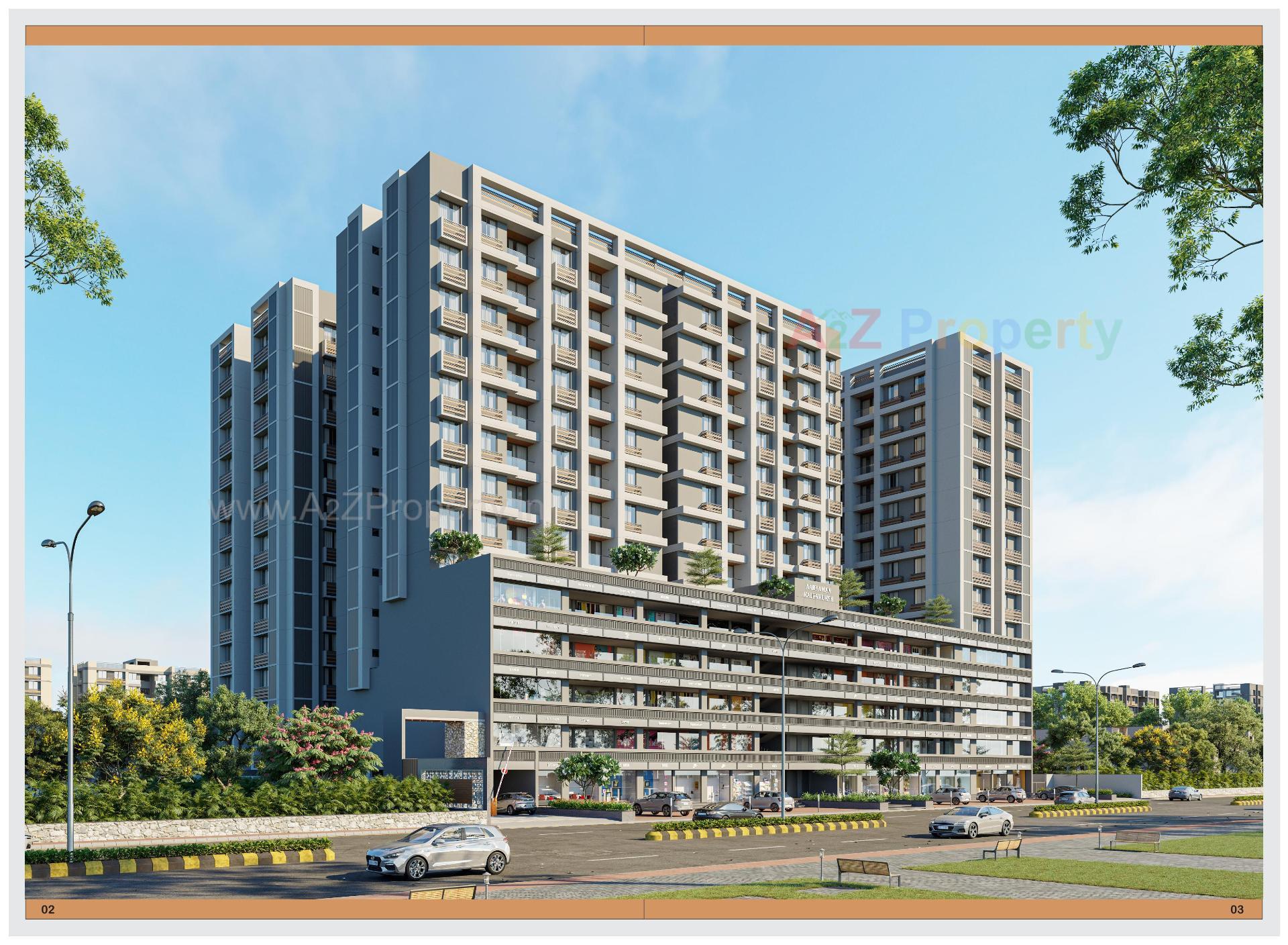 3D Elevation of real estate project Aryaman Kalpvruksh located at Hathijan, Ahmedabad, Gujarat