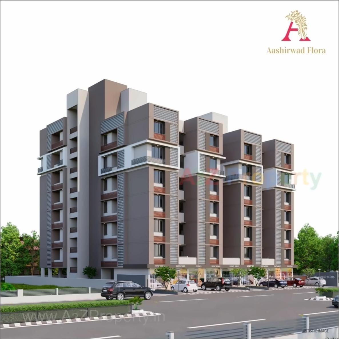 3D Elevation of real estate project Ashirwad Flora located at Ramol, Ahmedabad, Gujarat