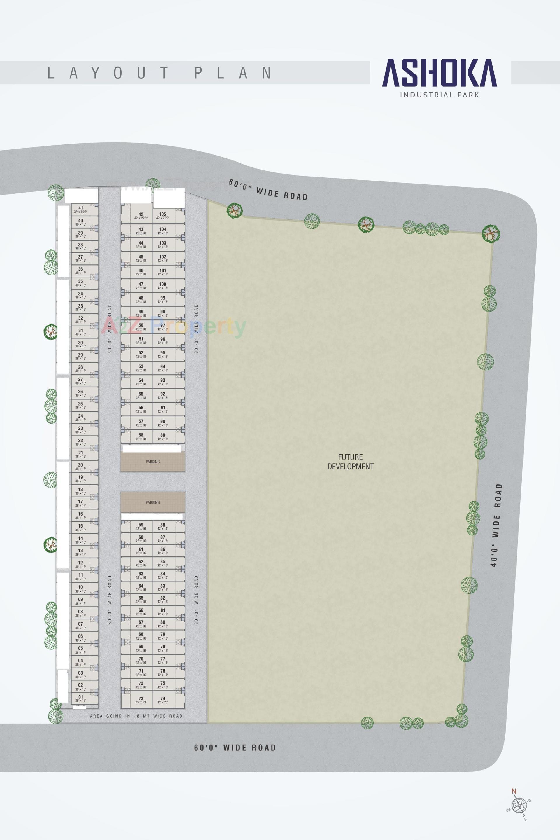 Layout of real estate project Ashoka Industrial Park located at Asarwa, Ahmedabad, Gujarat