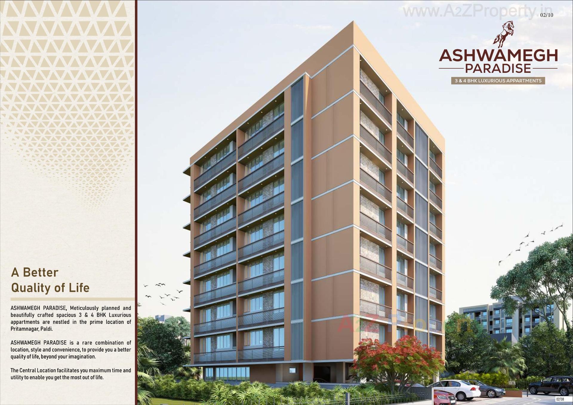 3D Elevation of real estate project Ashwamegh Paradise located at Kochrab, Ahmedabad, Gujarat