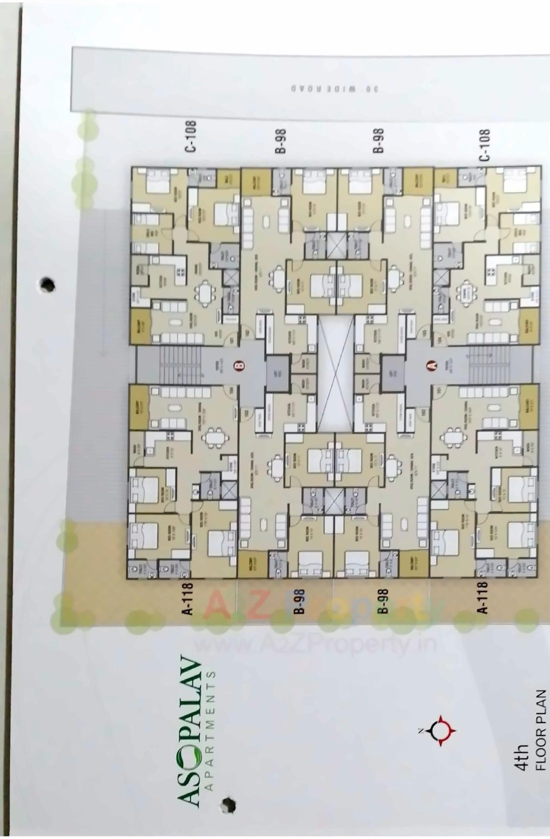 Layout of real estate project Asopalav Apartments located at New-wadaj, Ahmedabad, Gujarat