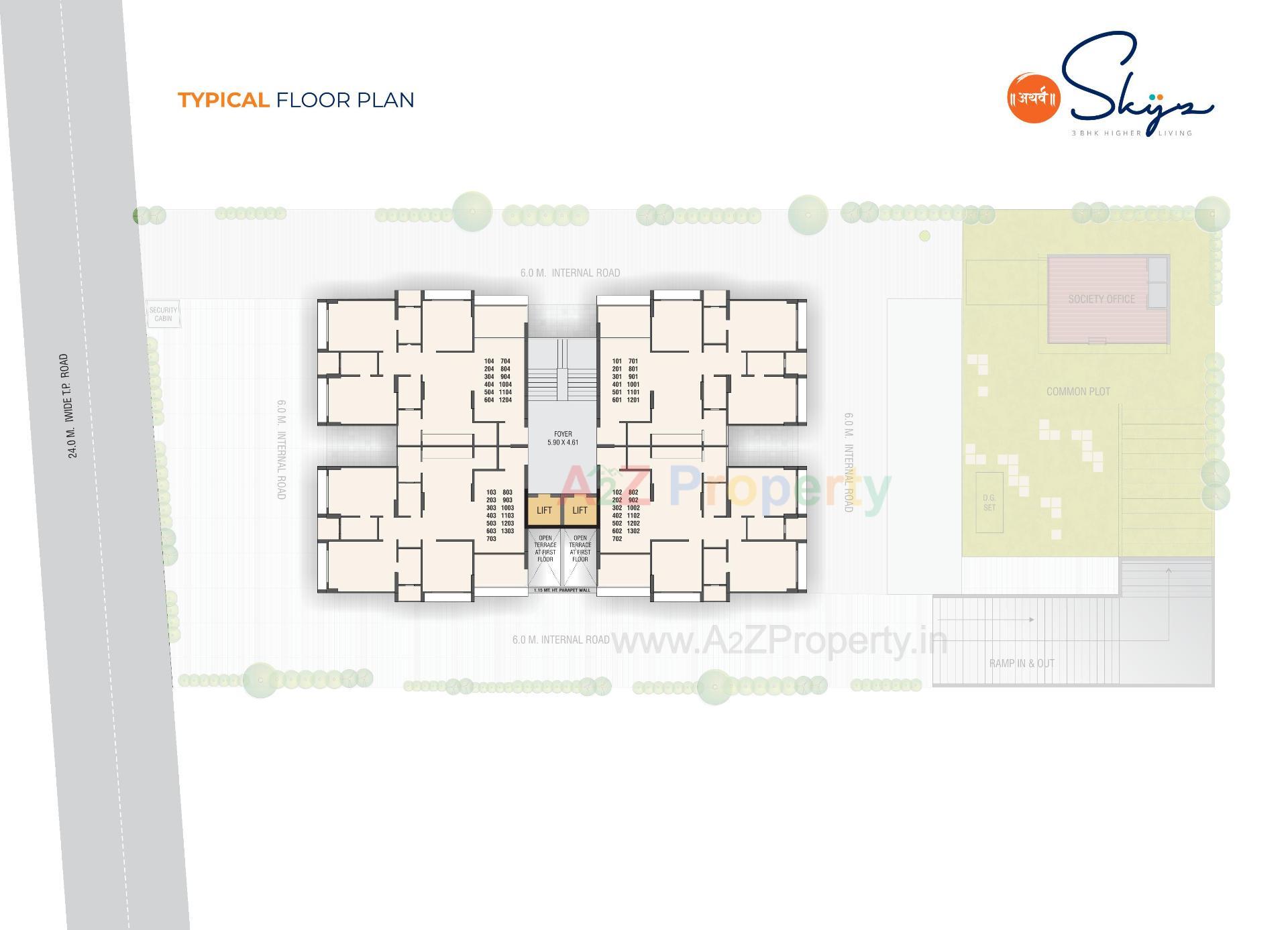 Layout of real estate project Atharva Skyz located at Chenpur, Ahmedabad, Gujarat