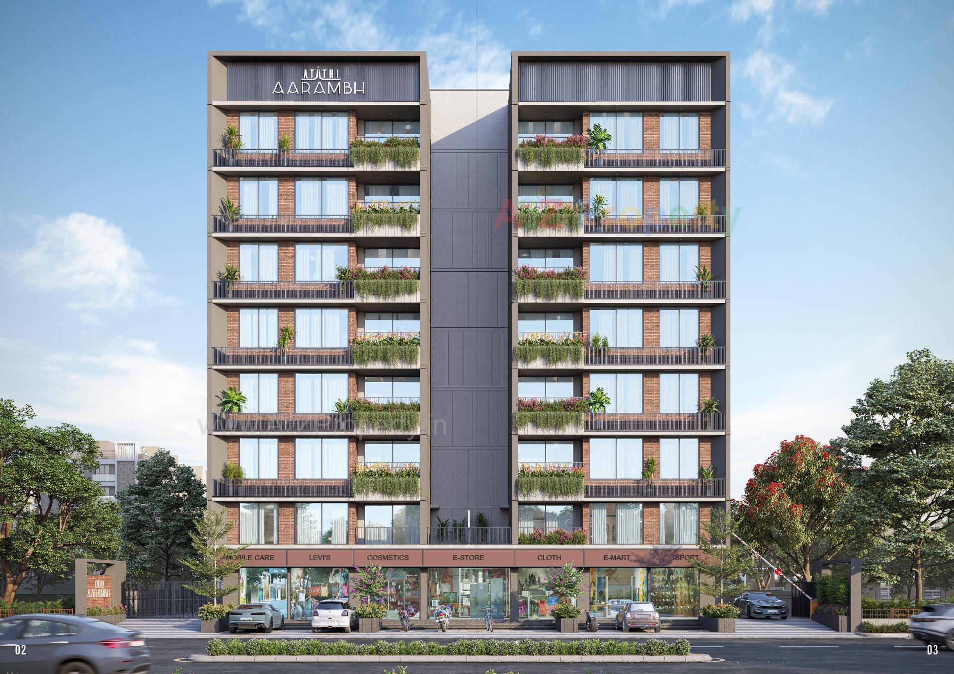3D Elevation of real estate project Atithi Aarambh located at Ognaj, Ahmedabad, Gujarat