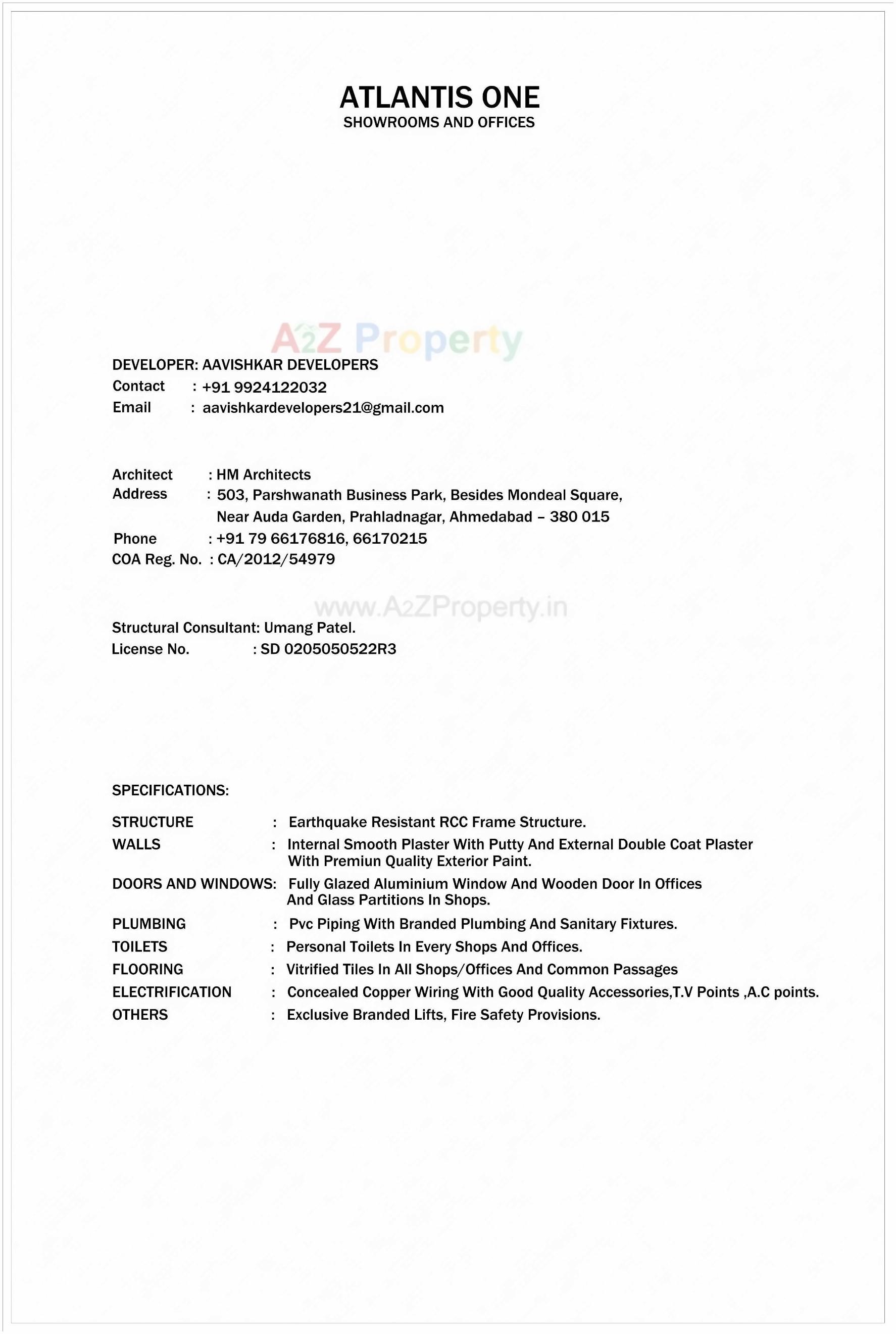  of real estate project Atlantis One located at Sola, Ahmedabad, Gujarat