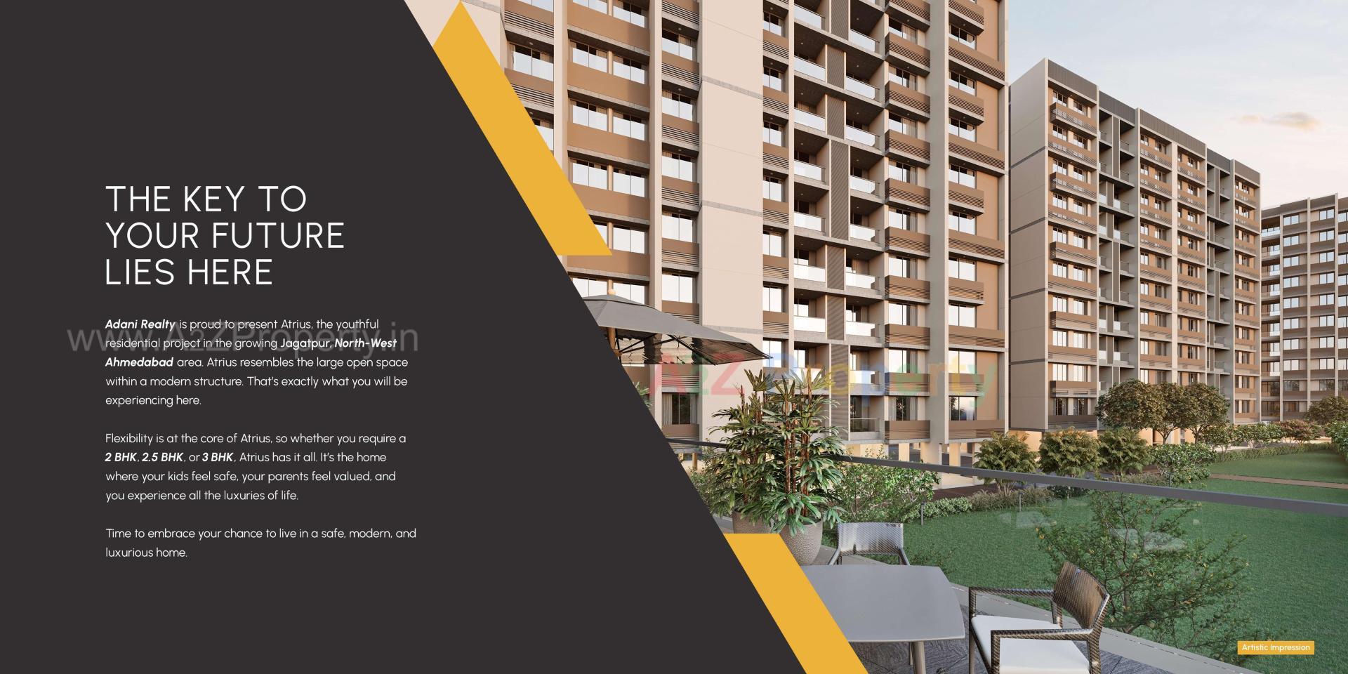 3D Elevation of real estate project Atrius located at Jagatpur, Ahmedabad, Gujarat