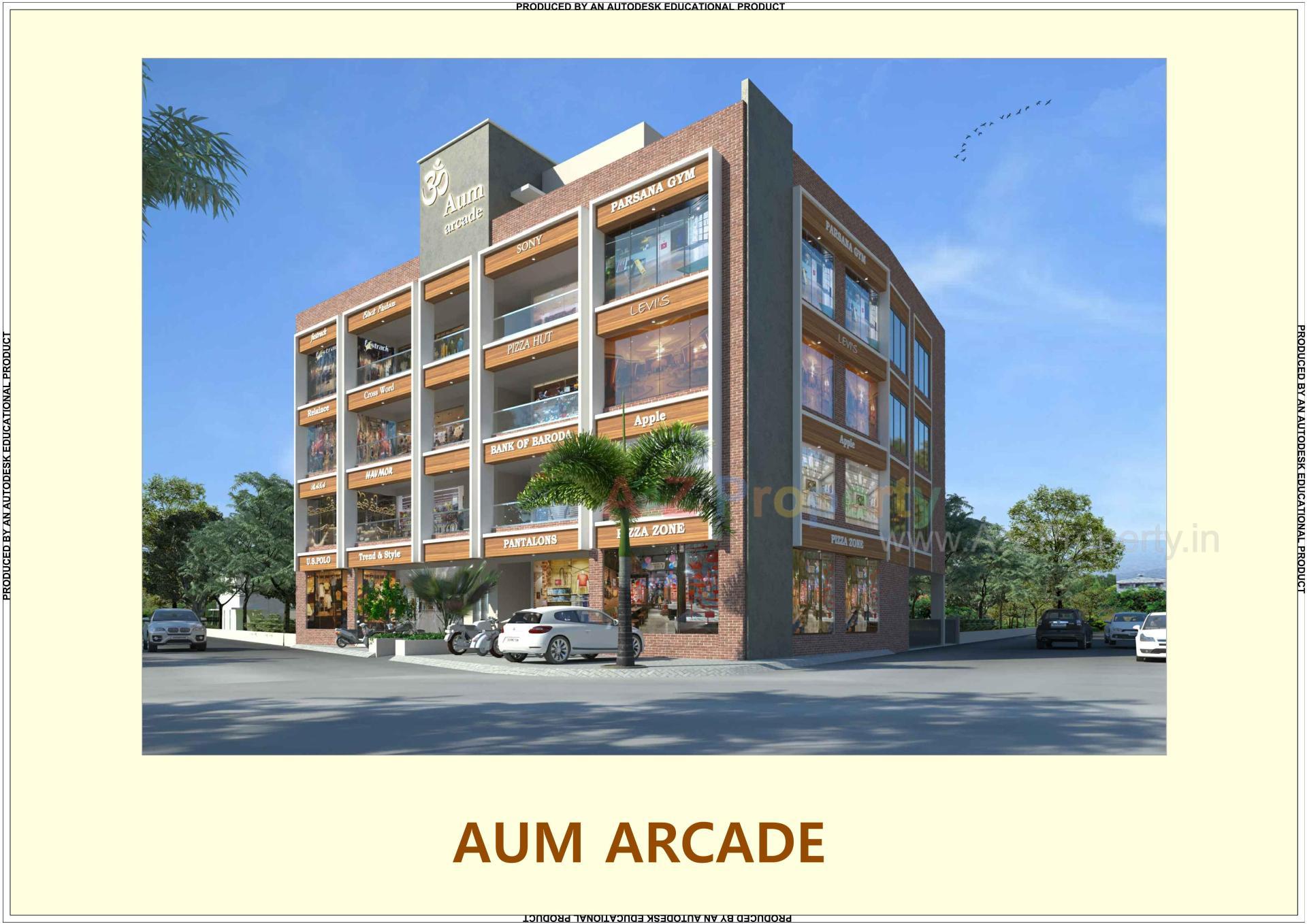 3D Elevation of real estate project Aum Arcade located at Nava-wadaj, Ahmedabad, Gujarat
