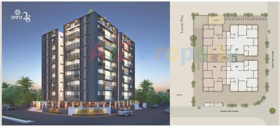 Layout of real estate project Avadh located at Sola, Ahmedabad, Gujarat