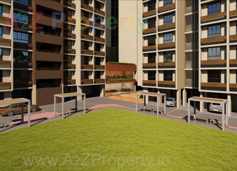 3D Elevation of real estate project Basil Skyline located at Tragad, Ahmedabad, Gujarat