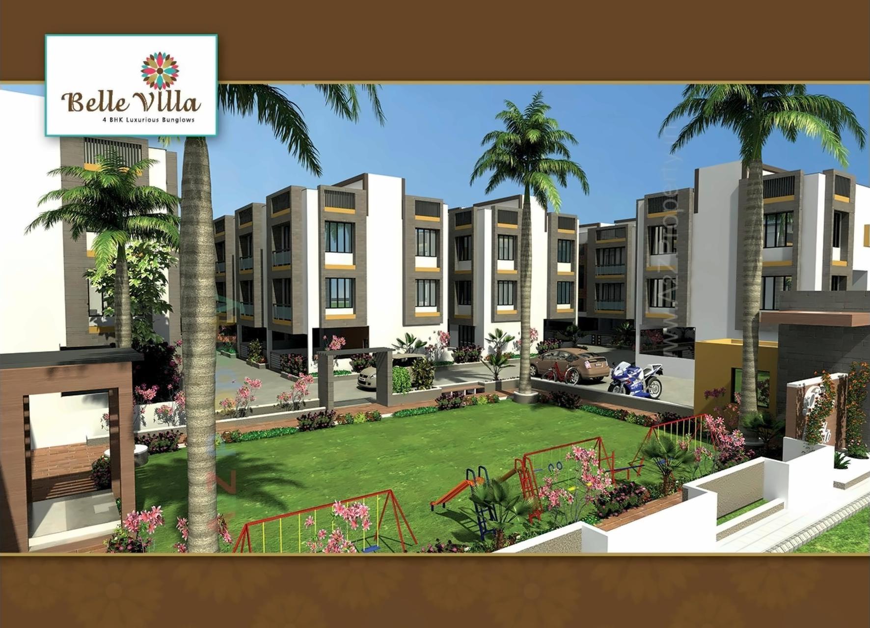 3D Elevation of real estate project Bellevilla Bunglows located at Vinzol, Ahmedabad, Gujarat