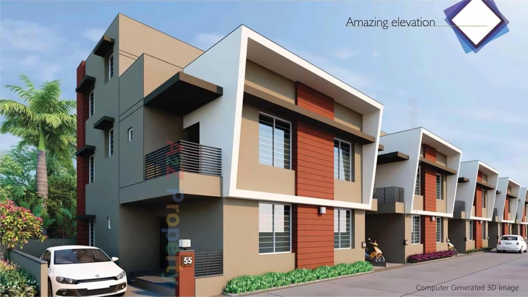 3D Elevation of real estate project Bhagirath Serenity located at Lambha, Ahmedabad, Gujarat