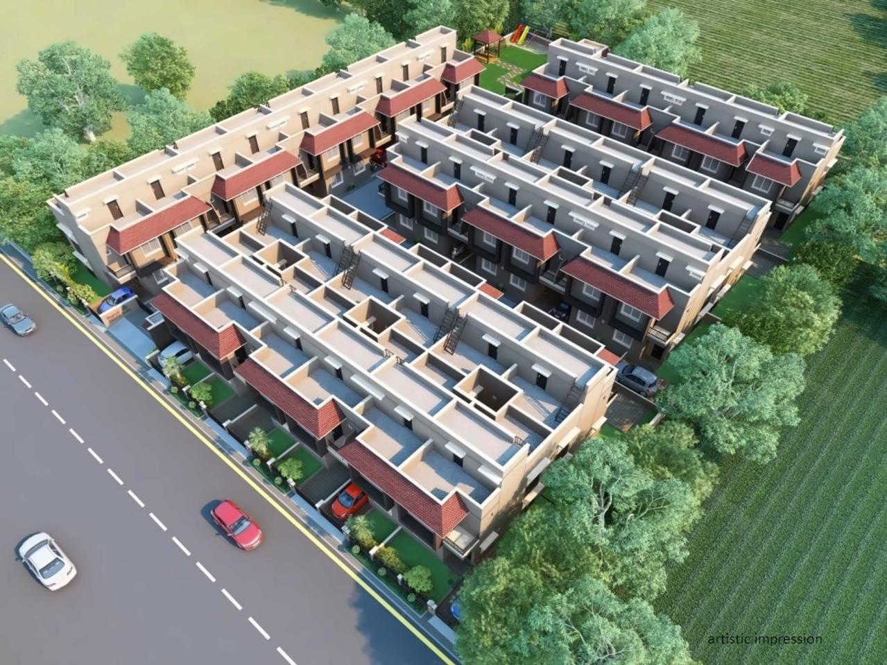 3D Elevation of real estate project Bhagirath South Park located at Lambha, Ahmedabad, Gujarat