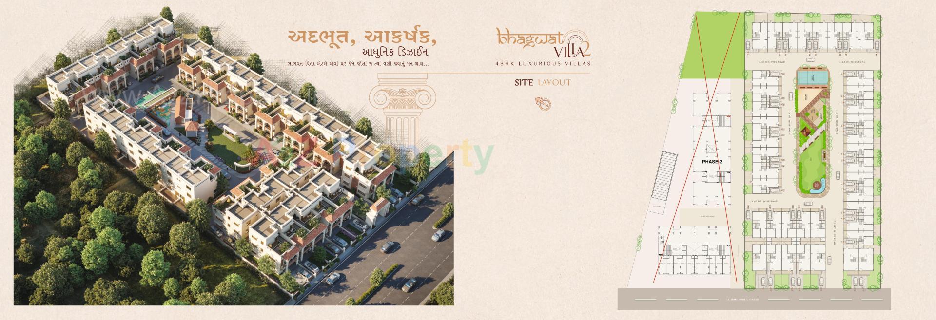 Layout of real estate project Bhagwat Villa located at Vatva, Ahmedabad, Gujarat
