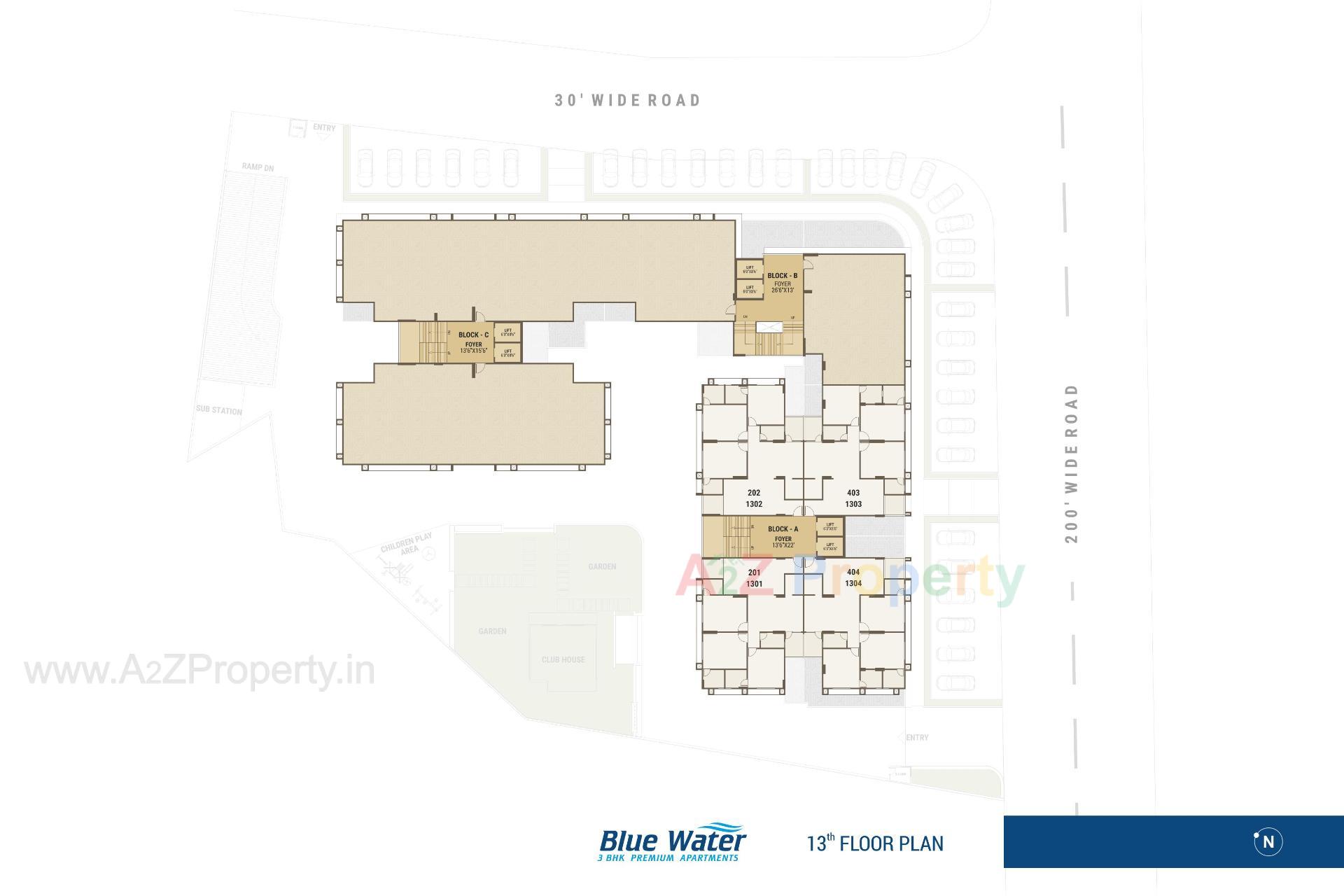 Layout of real estate project Blue Water located at Makarba, Ahmedabad, Gujarat