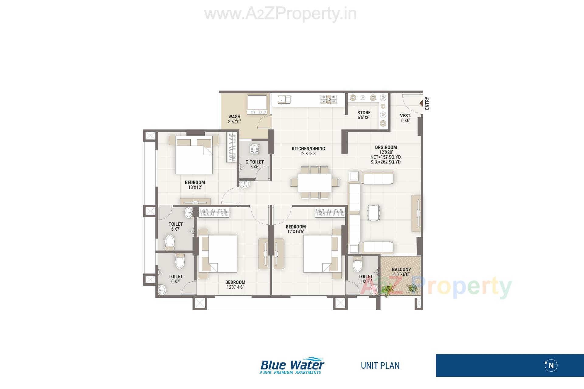 Layout of real estate project Blue Water located at Makarba, Ahmedabad, Gujarat