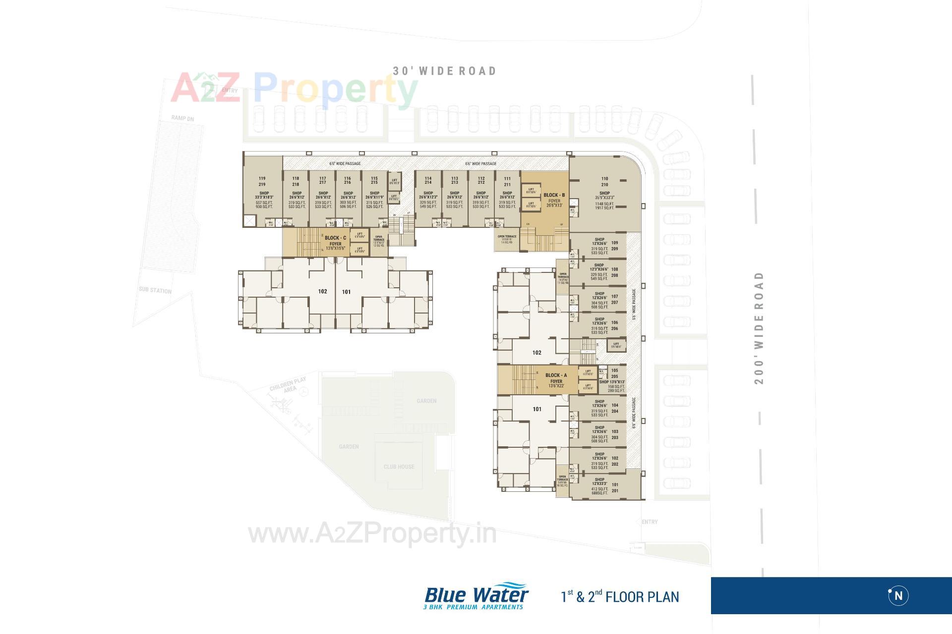 Layout of real estate project Blue Water located at Makarba, Ahmedabad, Gujarat