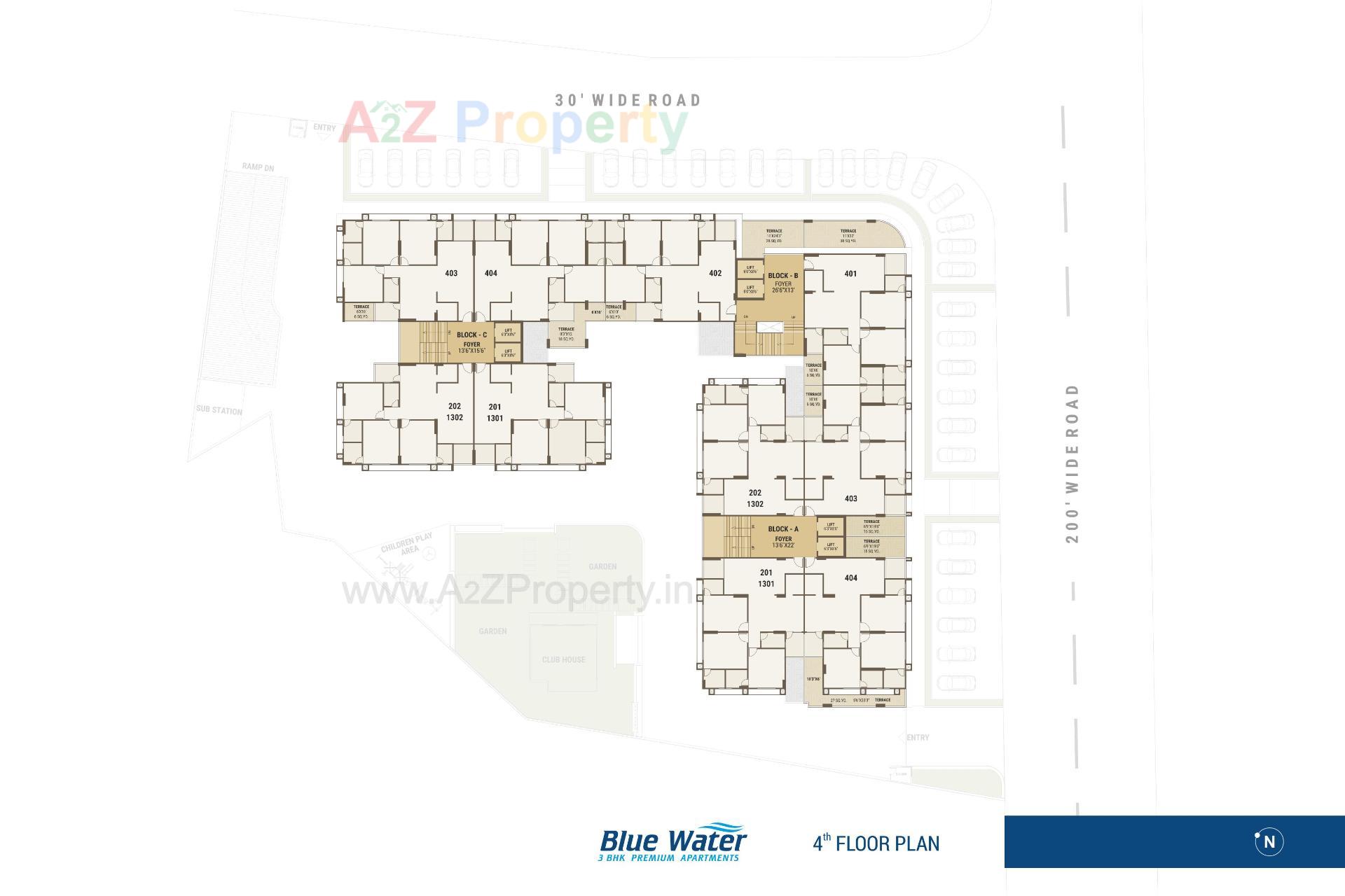Layout of real estate project Blue Water located at Makarba, Ahmedabad, Gujarat