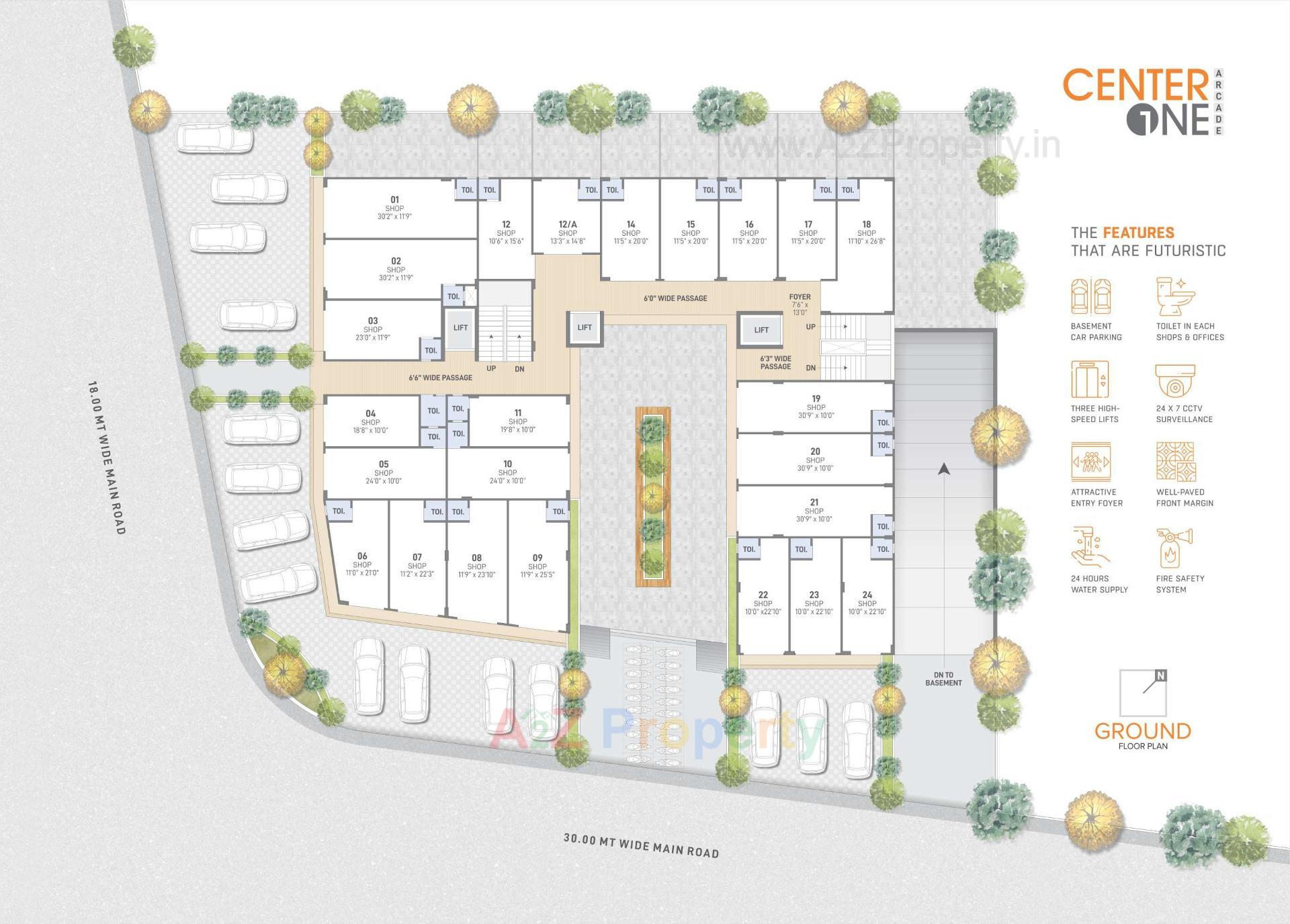 Layout of real estate project Center One Arcade located at Kathwada, Ahmedabad, Gujarat