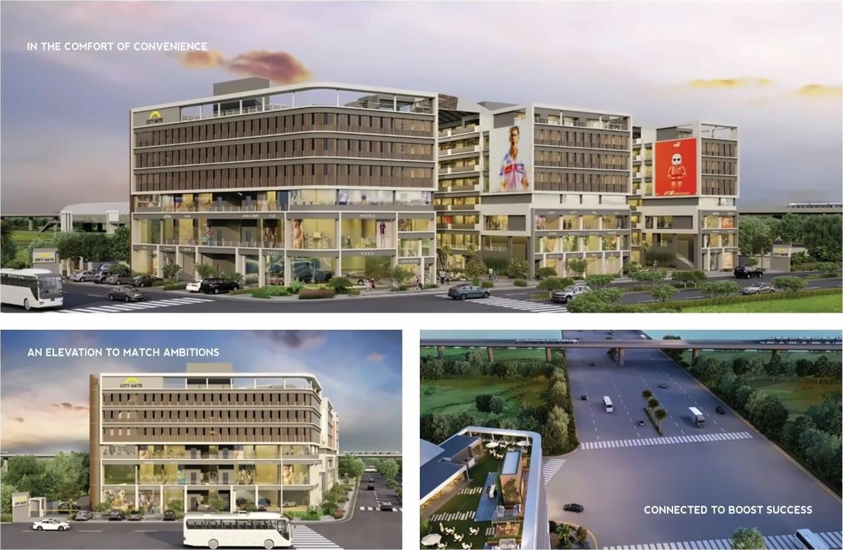 3D Elevation of real estate project City Gate located at Thaltej, Ahmedabad, Gujarat