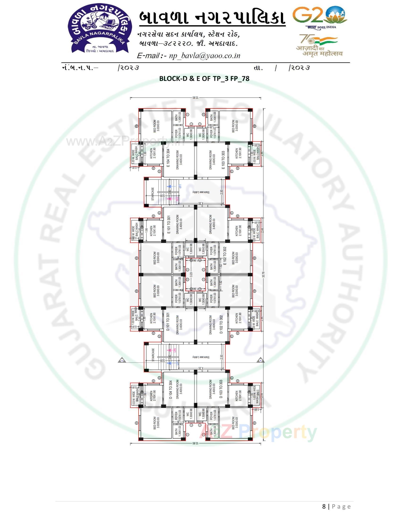 Layout of real estate project Construction Of 60 Dus Of Affordable Housing Project At Bavla City Under Pradhan Mantri Awas Yojna Tp 3_fp located at Bavla, Ahmedabad, Gujarat
